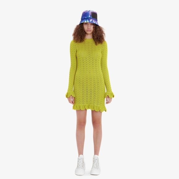 JW ANDERSON FRILL DETAIL LONG SLEEVE CROCHET EFFECT DRESS - Picture 1 of 7